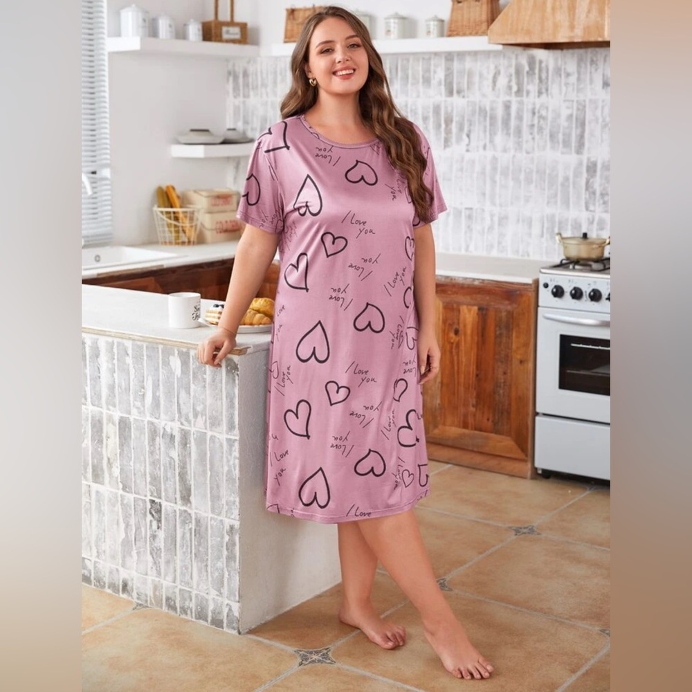 Heart Print Night Dress